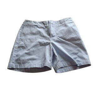 Dockers Chino Flat Front Shorts Womens Size 10 Light Blue Casual Summer Preppy